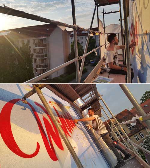 Gabriele Cigna, wall design, street art, font of the wALL; GABRIELE CIGNA NAUMBURG, font designer, wbg naumburg, fassadenbild